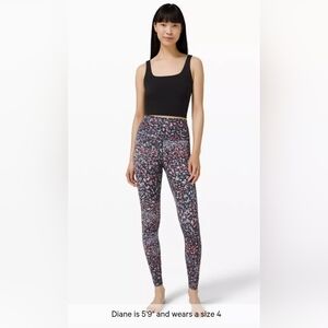 Lululemon Athletica Blue and Red Leggings with High-Waisted Design